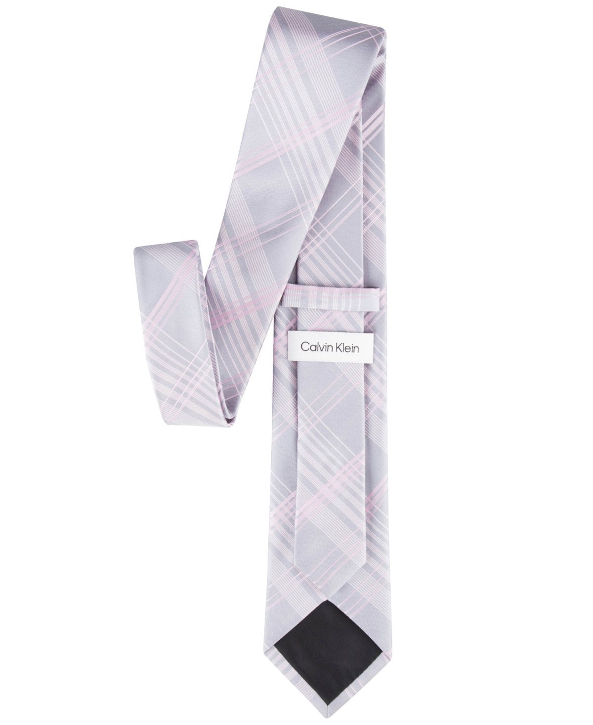 Calvin Klein Ari Plaid Tie - Silver/pink silver,pink