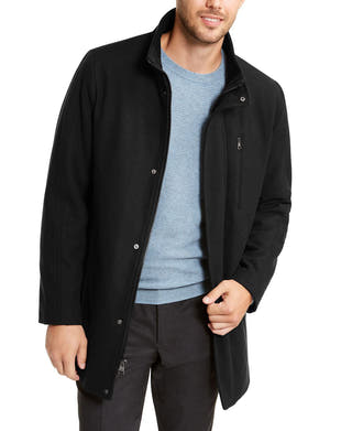 Calvin Klein Big & Tall Classic Wool Overcoat Black
