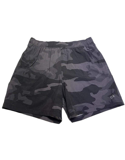Calvin Klein Black Camo Stretch Euro Volley Solid 5" Swim Shorts