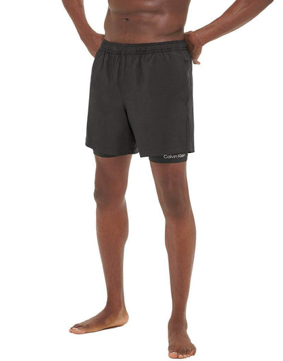 Calvin Klein Black Transitional Stretch Volley Solid 7" Swim Short