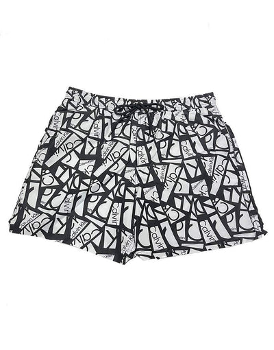 Calvin Klein Black and White Euro Volley CK Collage 5" Swim Short