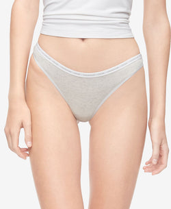 Calvin Klein Ck One Cotton Singles Thong Underwear Qd3783 Snow Heather thumbnail 1