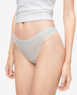 Calvin Klein Ck One Cotton Singles Thong Underwear Qd3783 Snow Heather thumbnail 3