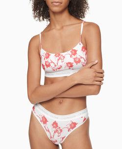 Calvin Klein Ck One Cotton Unlined Bralette Qf5727 Lilium Print_strawberry Shake thumbnail 3