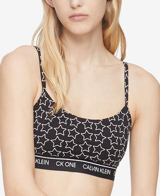Calvin Klein Ck One Cotton Unlined Bralette Qf5727 Outline Star Print_black