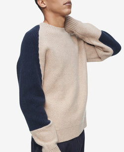 Calvin Klein Colorblocked Cashmere Wool Sweater Roasted Cashew thumbnail 2