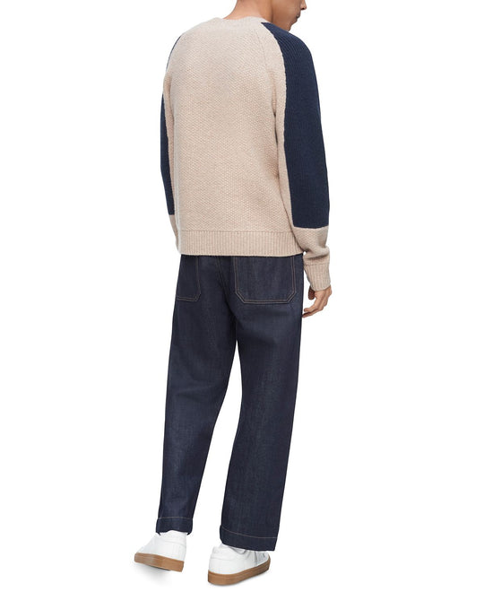 Calvin Klein Colorblocked Cashmere Wool Sweater Roasted Cashew