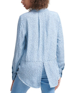 Calvin Klein Jeans Leopard Button Front Shirt Chambray Blue thumbnail 2