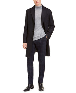 Calvin Klein Malibu Slim-fit Charcoal Plaid Overcoat Charcoal thumbnail 1