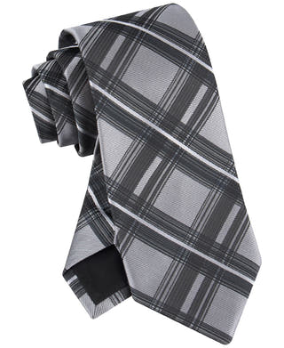 Calvin Klein Necktie Arthur Plaid Tie Grey gray