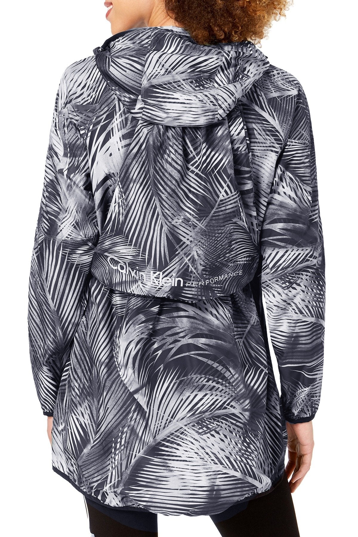 Calvin Klein Performance Black Mustique Printed Packable Hooded Jacket