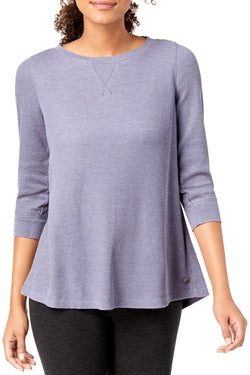 Calvin Klein Performance Steel Blue 3/4-Sleeve Lace-Up Back Top thumbnail 1