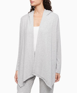 Calvin Klein Pure Lounge Long Sleeve Open Hoodie Snow Heather thumbnail 1