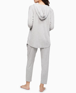 Calvin Klein Pure Lounge Long Sleeve Open Hoodie Snow Heather thumbnail 2