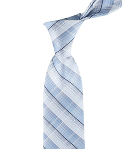 Calvin Klein Regular Fit Tie Necktie One Size Light Blue Plaid thumbnail 3