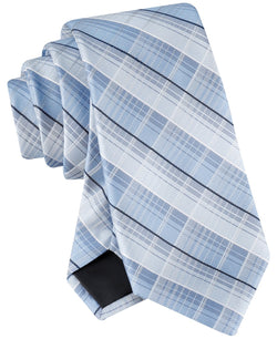 Calvin Klein Regular Fit Tie Necktie One Size Light Blue Plaid thumbnail 4