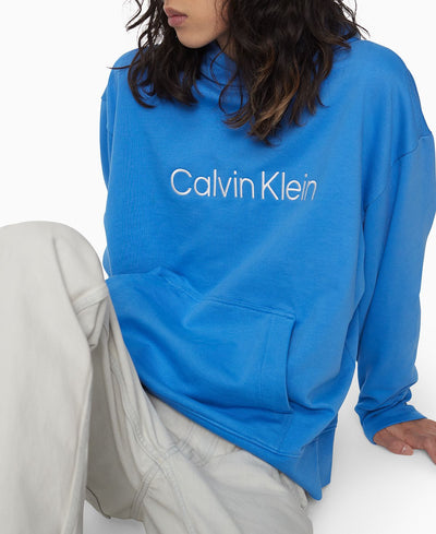 Calvin Klein Relaxed Fit Standard Logo Terry Hoodie Palace Blue