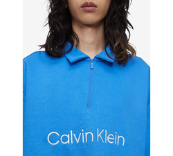 Calvin Klein Relaxed Fit Standard Logo Terry Long Sleeve Polo Shirt Palace Blue thumbnail 2