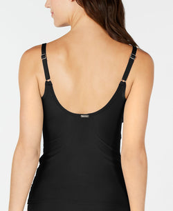 Calvin Klein Ruched Tummy-control Tankini Top Black thumbnail 2