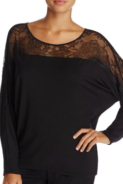 Calvin Klein Sleepwear Black Decadence Wide-Neck Modal Top thumbnail 2