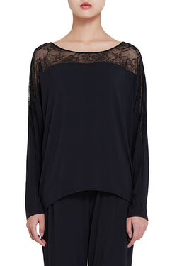 Calvin Klein Sleepwear Black Decadence Wide-Neck Modal Top thumbnail 3