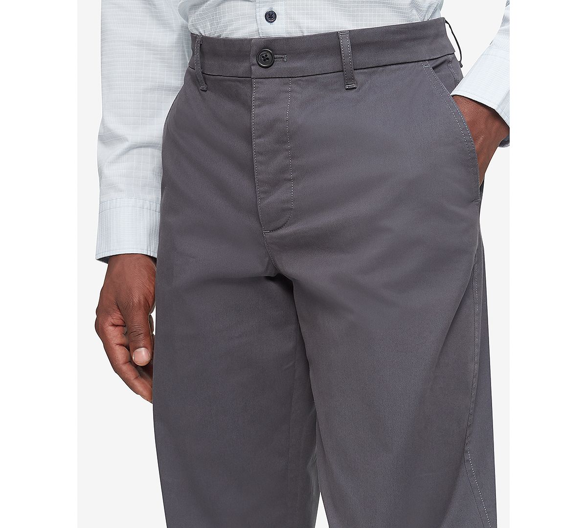 Calvin Klein Straight-fit Stretch Chino Pants Gray Pinstripe