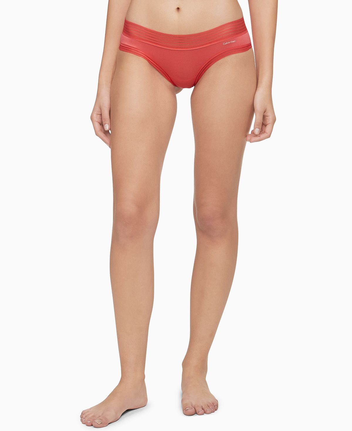 Calvin Klein Striped-waist Hipster Underwear Qd3672 Punch Pink