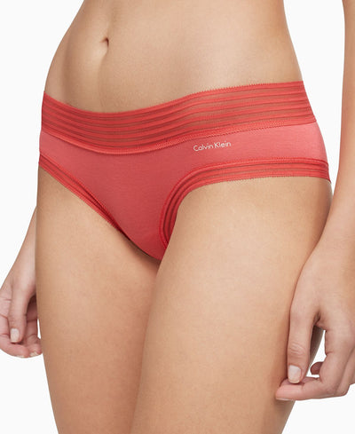 Calvin Klein Striped-waist Hipster Underwear Qd3672 Punch Pink