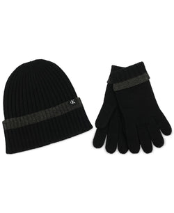 Calvin Klein Tipped Cuffed Beanie & Gloves Set thumbnail 1