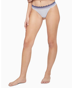 Calvin Klein Wo Lace-trim Thong Underwear Qd3837 Polished Blue thumbnail 1