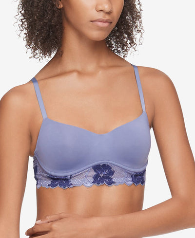 Calvin Klein Wo Perfectly Fit Flex Poppy Floral Lightly Lined Bralette Qf6638 Bleached Denim
