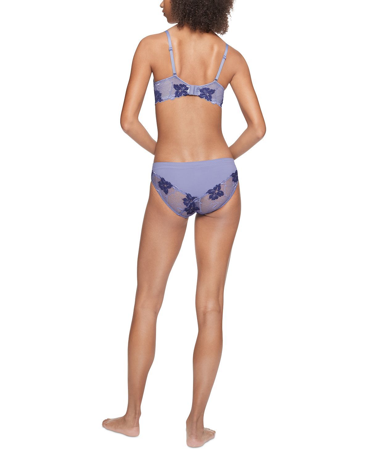 Calvin Klein Wo Perfectly Fit Flex Poppy Floral Lightly Lined Bralette Qf6638 Bleached Denim