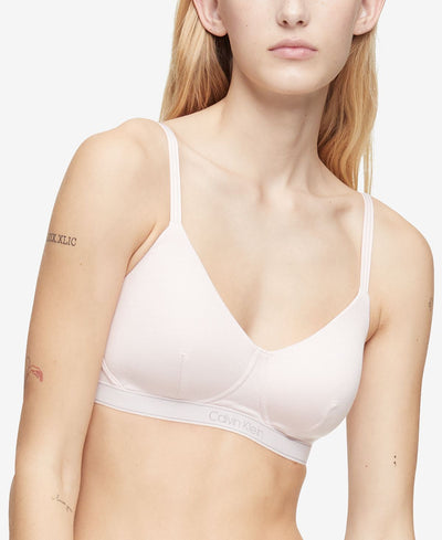 Calvin Klein Wo Pure Ribbed Light Lined Bralette Qf6439 Barely Pink