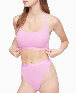 Calvin Klein Wo Pure Ribbed Unlined Bralette Qf6438 Lilac Rain thumbnail 3