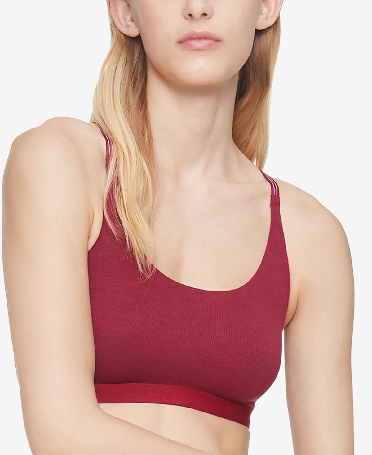 Calvin Klein Wo Pure Ribbed Unlined Bralette Qf6438 Rebellious