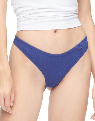 Calvin Klein Women Ribbed Thong QD3884 bleached denim