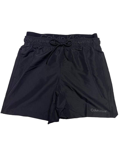 Calvin Klein black Euro Volley Logo Elastic Waistband 5" Swim Short