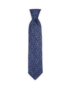 Canali Scattered Flowers Silk Classic Necktie Navy thumbnail 2