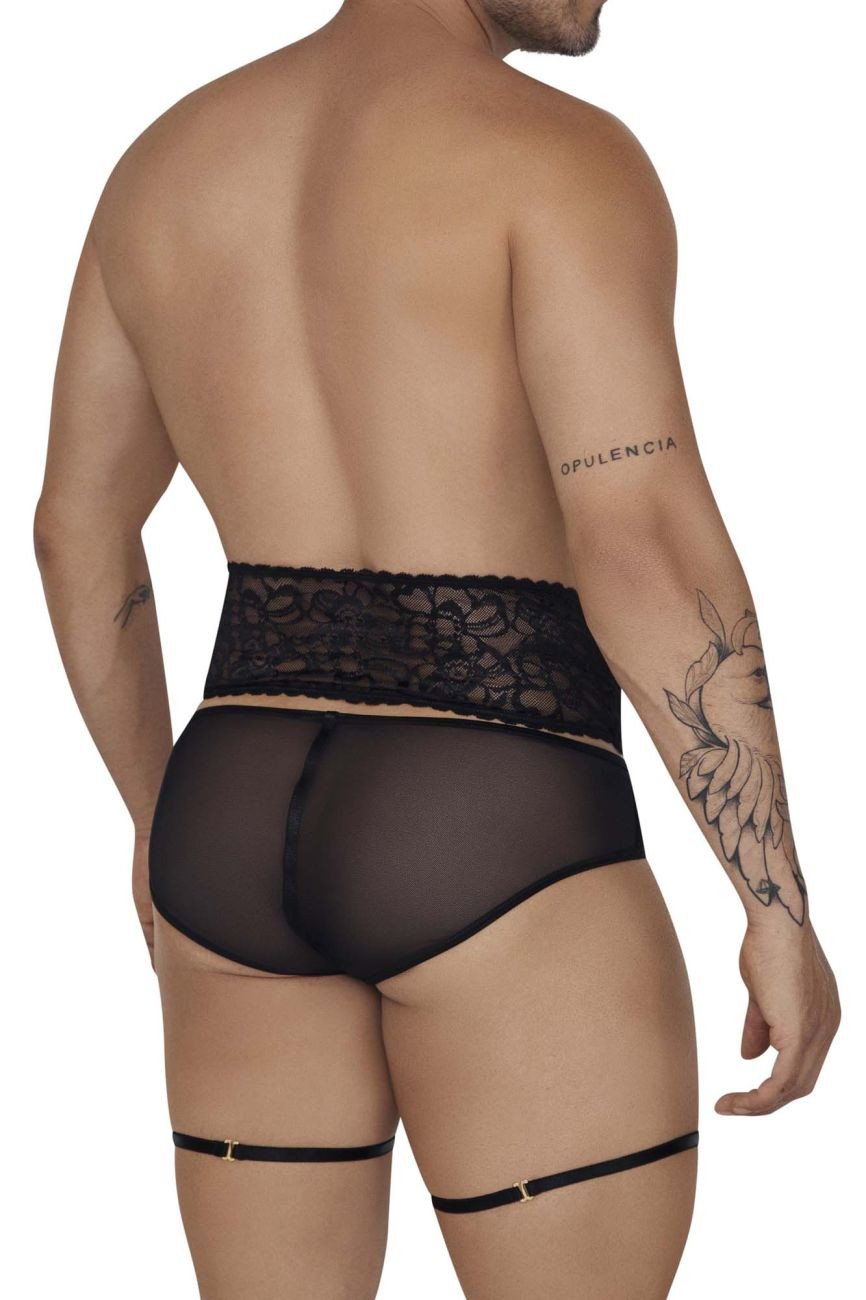 CandyMan Black 99703 Garter Briefs Two Piece Sets