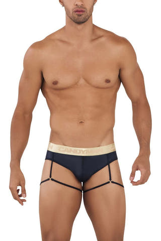 CandyMan Black 99722 Garter Mesh Brief