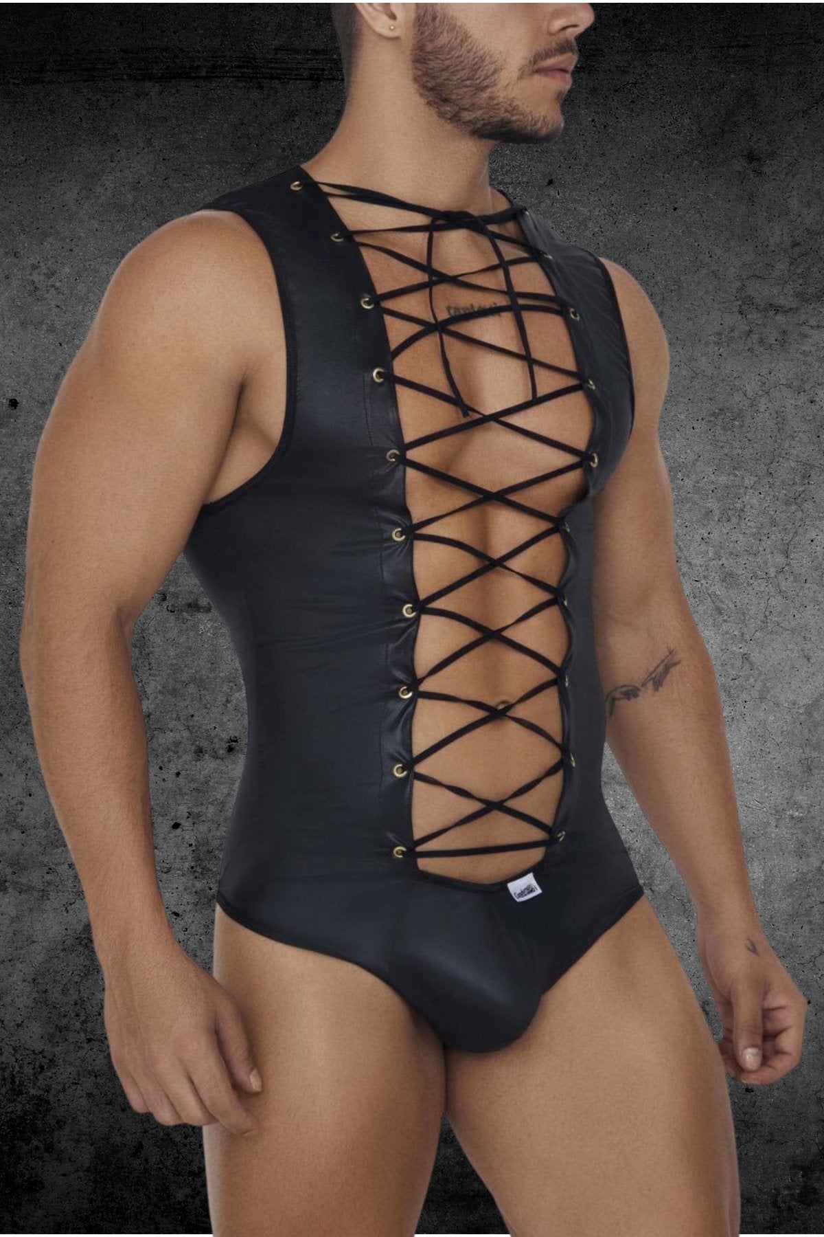 CandyMan Black Wrestling Bodysuit