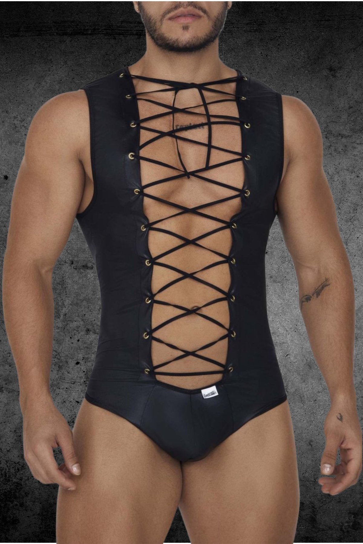 CandyMan Black Wrestling Bodysuit