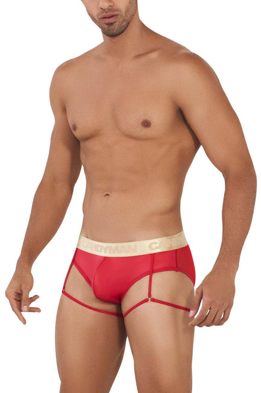 CandyMan Red 99722 Garter Mesh Brief