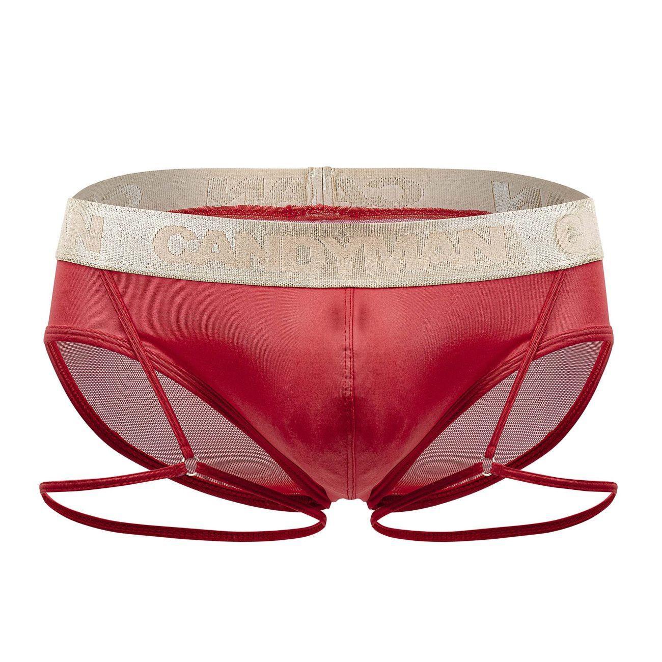 CandyMan Red 99722 Garter Mesh Brief
