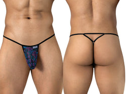 CandyMan 95004 Men's Underwear Stylish Mesh Thongs Color Printed Blue thumbnail 1