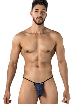 CandyMan 95004 Men's Underwear Stylish Mesh Thongs Color Printed Blue thumbnail 2