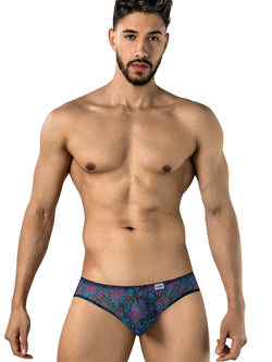 CandyMan 95005 Men's Underwear Printed Mesh Briefs Color Blue thumbnail 2