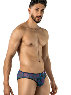 CandyMan 95005 Men's Underwear Printed Mesh Briefs Color Blue thumbnail 4