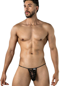 CandyMan 95007 Men's Underwear Seductive Lace Thong Color Black thumbnail 2