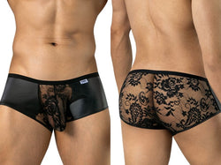 CandyMan 95008 Men's Underwear Seductive Lace Trunks Color Black thumbnail 1